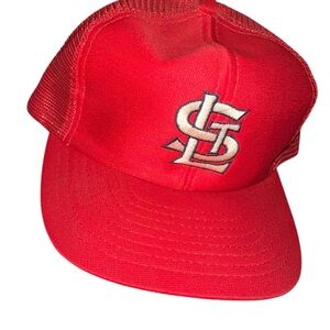 Vintage St. Louis Cardinals Snapback Trucker Hat MLB 80s 90s Red Mesh USA